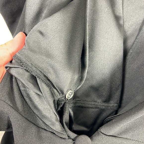 ASOS Curve Black Drape Ruched Long Sleeve Deep Vneck Sexy Tux Blazer Mini Dress - Picture 13 of 16